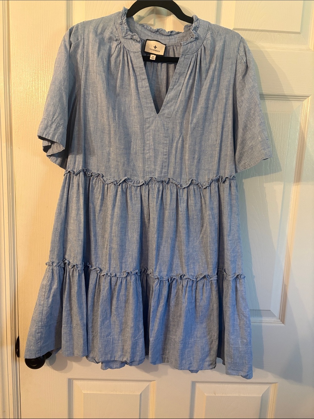 Tuckernuck Chambray Tiered Crawford Dress Size Medium